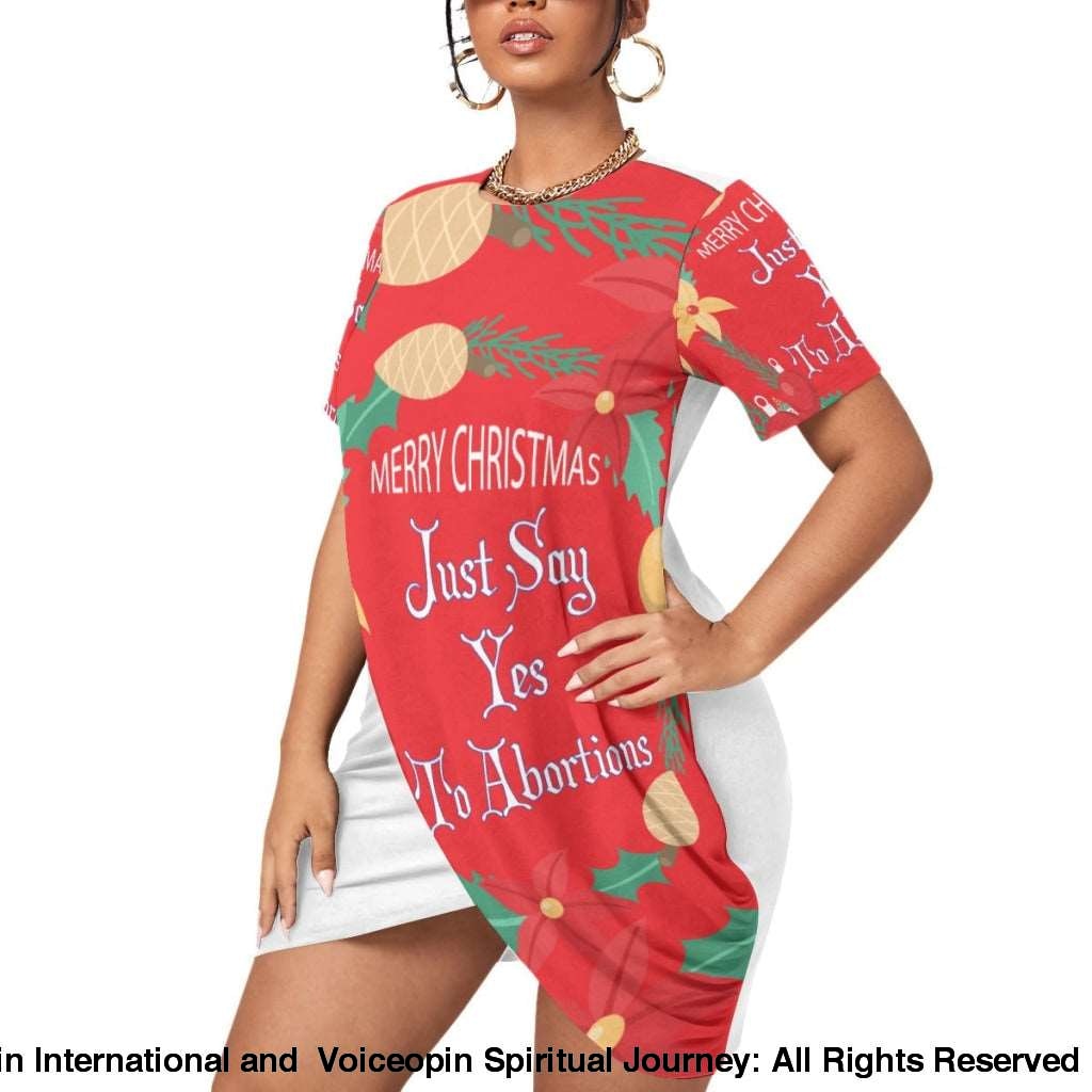 Stacked Hem Dress-Merry Xmas Just Say Yes To Abortion