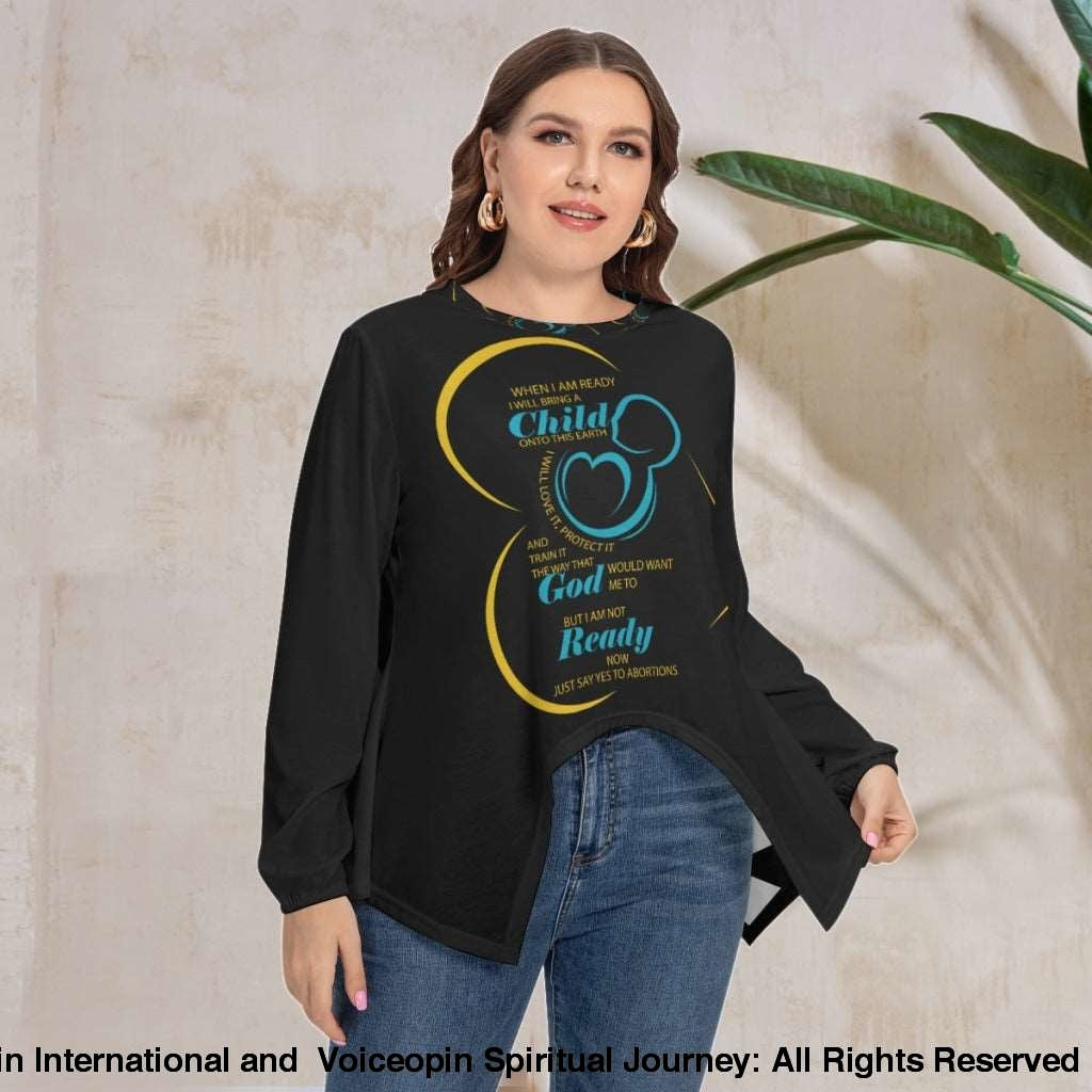 When I Am Ready All-Over Print Women’s T-shirt With Asymmetrical Hem Plus Size