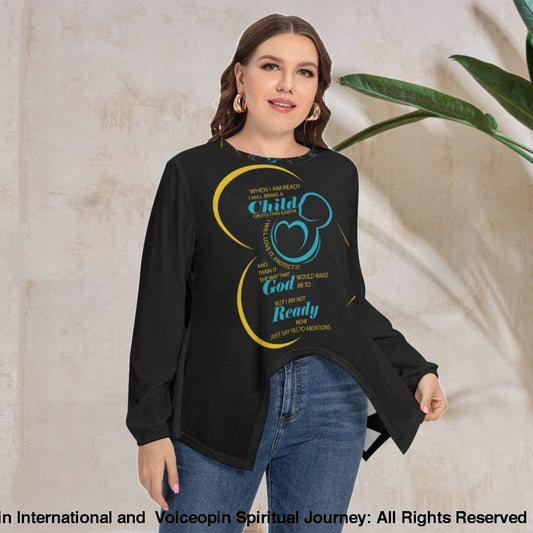 When I Am Ready All-Over Print Women’s T-shirt With Asymmetrical Hem Plus Size