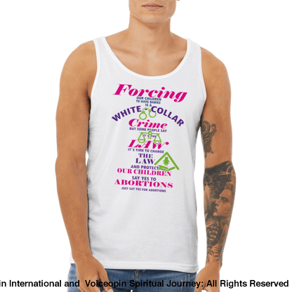 White Collar Crime Abortion Unisex Tank Top Print Material